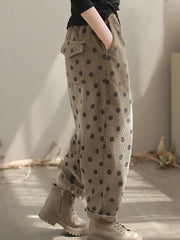 Polka Dot Corduroy Trousers – Relaxed Fit, Warm & Playful-SimpleModerne