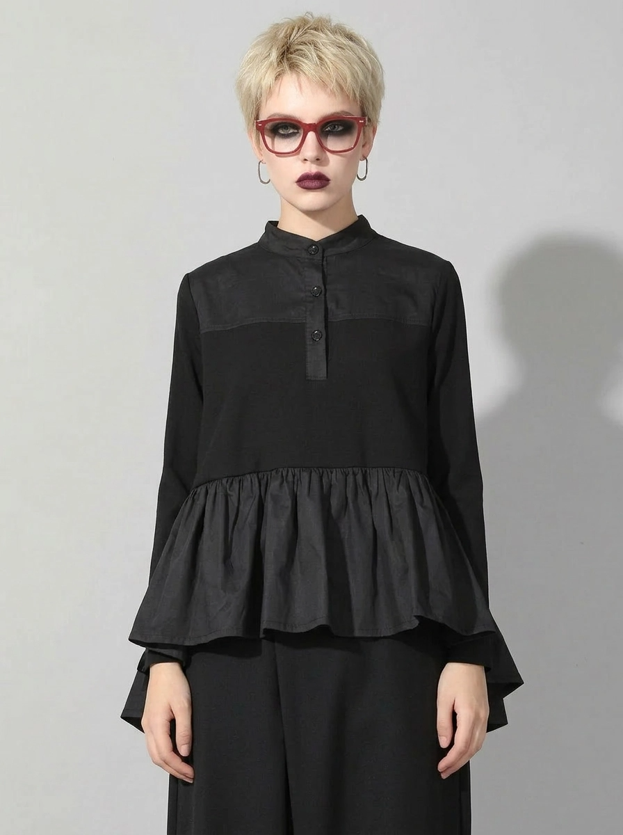 Punky Asymmetrical Ruffle Pullover-SimpleModerne