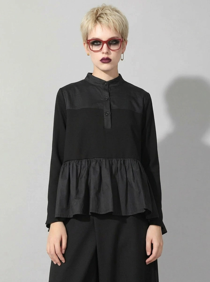 Punky Asymmetrical Ruffle Pullover-SimpleModerne
