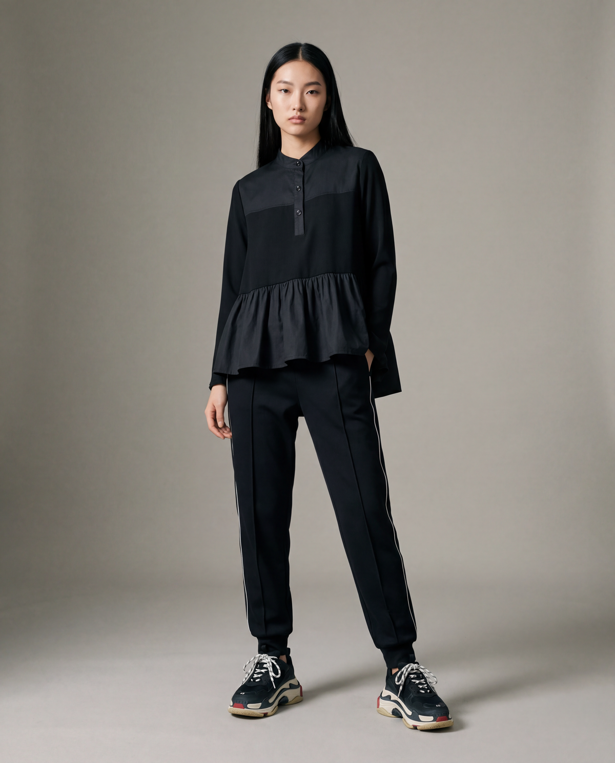 Punky Asymmetrical Ruffle Pullover-SimpleModerne