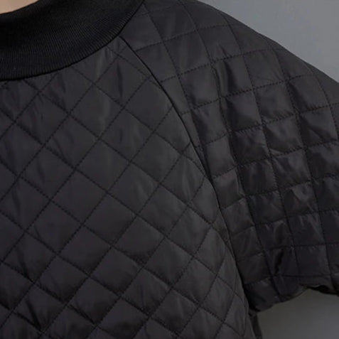 Quilted Winter Dress with Turtleneck and Knitted Cuffs - Warm and Stylish Mid-Calf Design-SimpleModerne