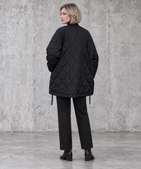 Black Oversized Quilted Longline Jacket-SimpleModerne