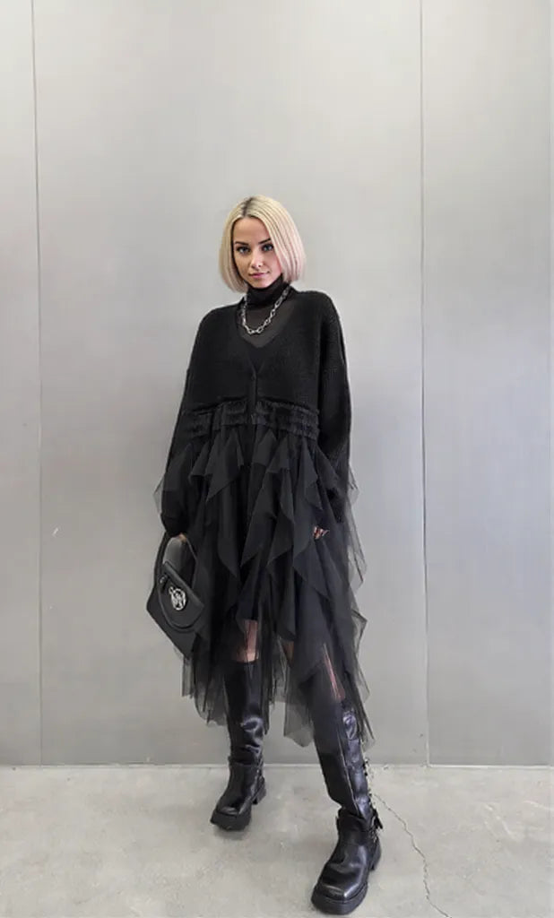 Re-launch Casual Minimal Goth Maxi Cardigan-SimpleModerne