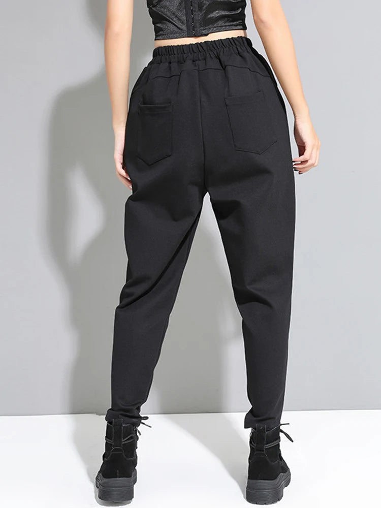 Re-launch Paneled Kinetic Harem Trousers - Obsidian Black-SimpleModerne