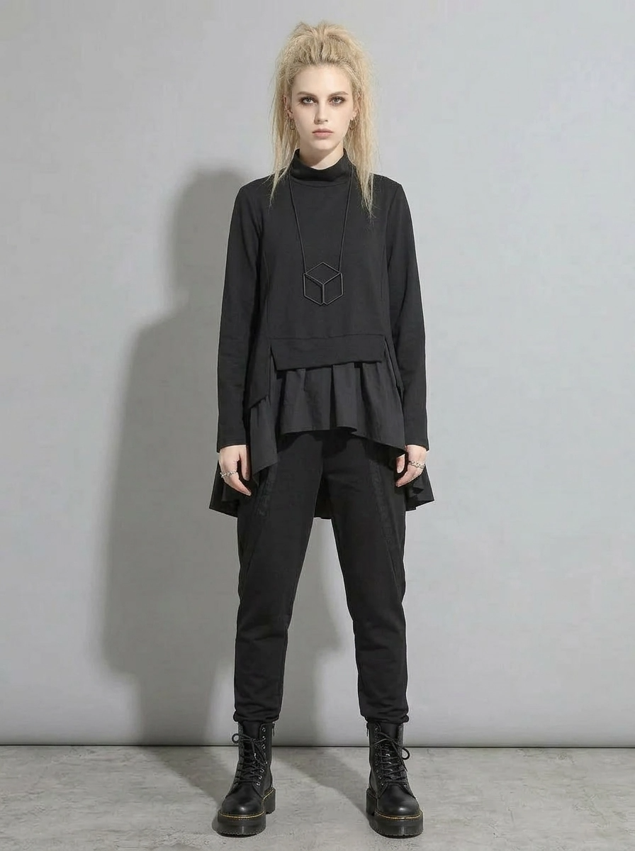 Re-launch Paneled Kinetic Harem Trousers - Obsidian Black-SimpleModerne