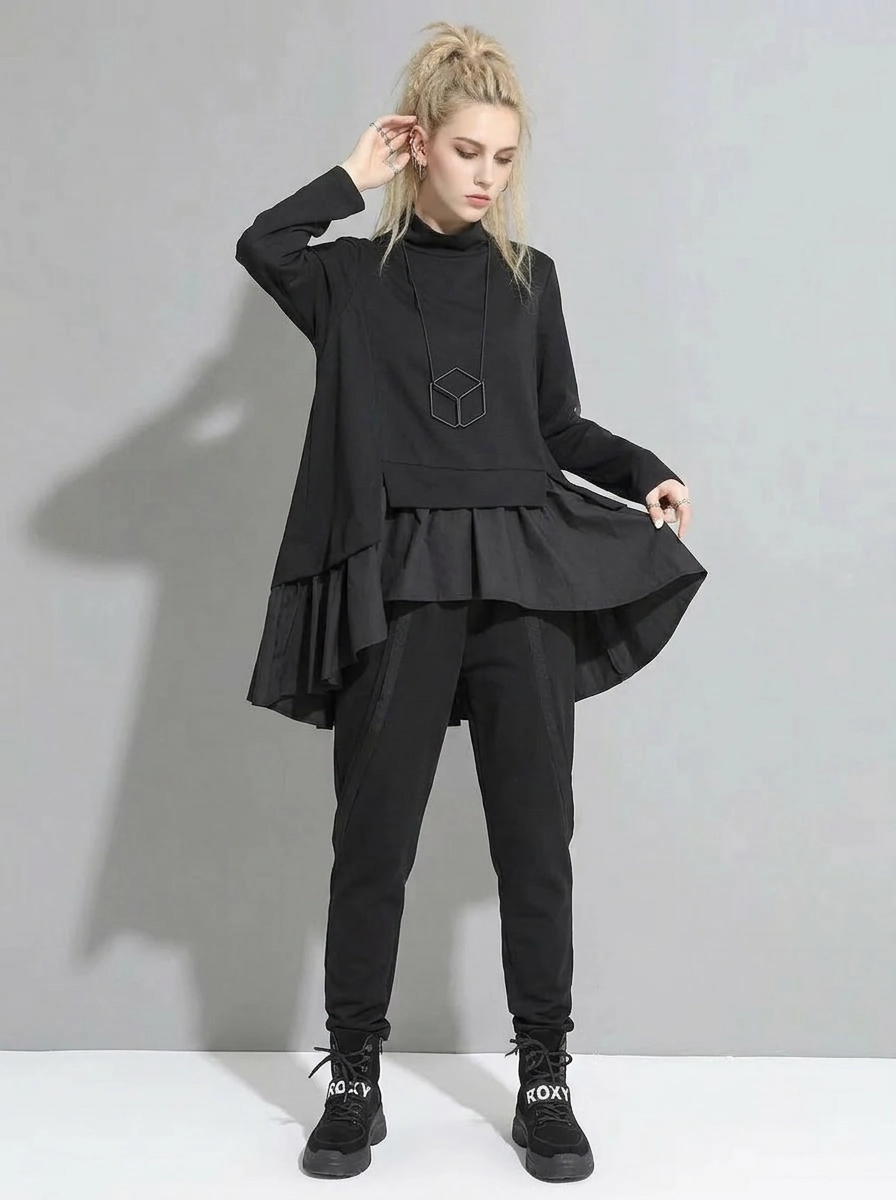 Re-launch Paneled Kinetic Harem Trousers - Obsidian Black-SimpleModerne