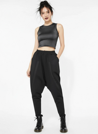 Re-launch Paneled Kinetic Harem Trousers - Obsidian Black-SimpleModerne