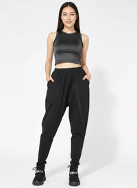 Re-launch Paneled Kinetic Harem Trousers - Obsidian Black-SimpleModerne