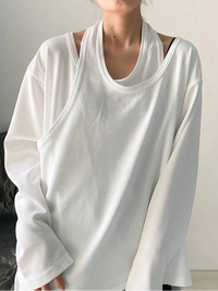 Relaxed Layered Long Sleeve Shirt-SimpleModerne