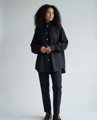 Ruffled Blouse with Decorative Buttons-SimpleModerne
