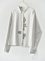 Playful Cat Print Shirt Blouse