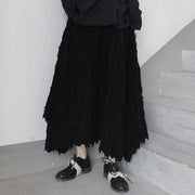 Casual Minimal Goth Pleated Design Maxi Skirt-SimpleModerne