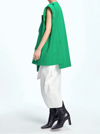 Asymmetric Raw-Edge Sleeveless Blazer-SimpleModerne