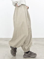 Sand Striped Relaxed Balloon Trousers