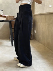 Pleated Wide-Leg Trousers – Casual Minimal Goth-SimpleModerne