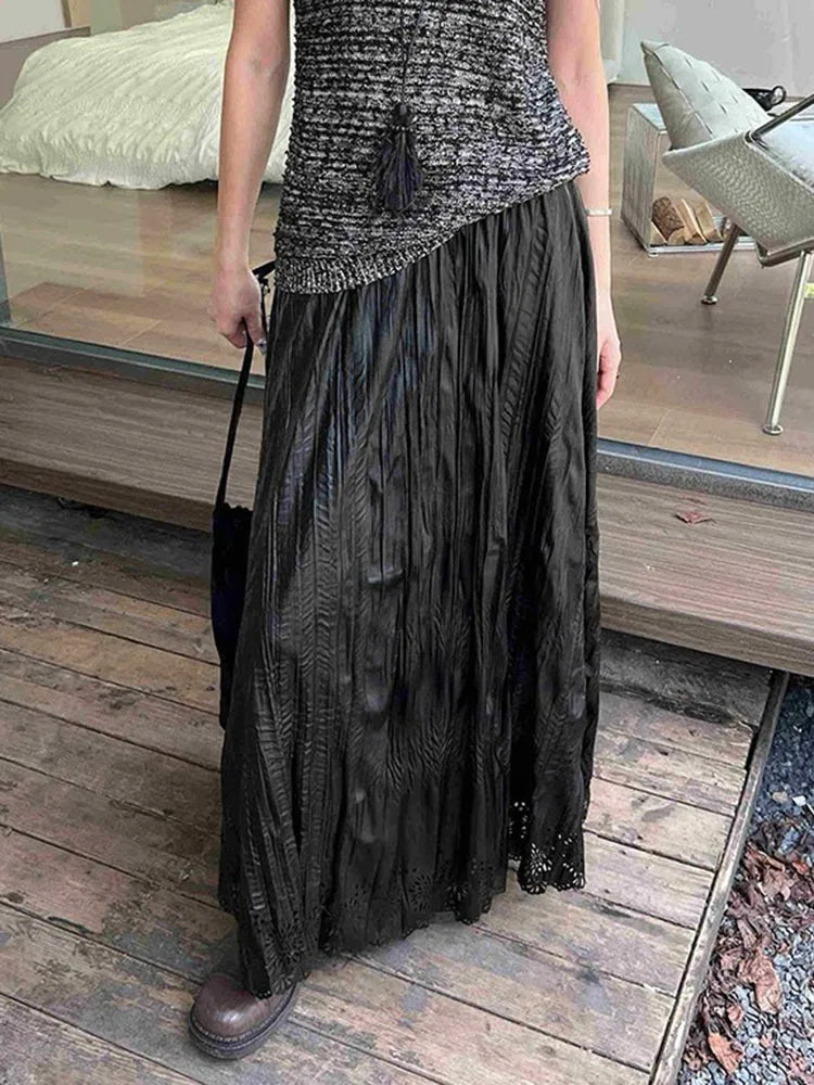 Dark Flow Gothic Pleated Skirt-SimpleModerne