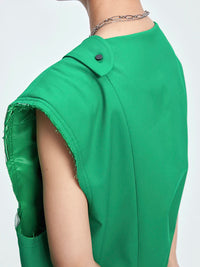 Asymmetric Raw-Edge Sleeveless Blazer-SimpleModerne