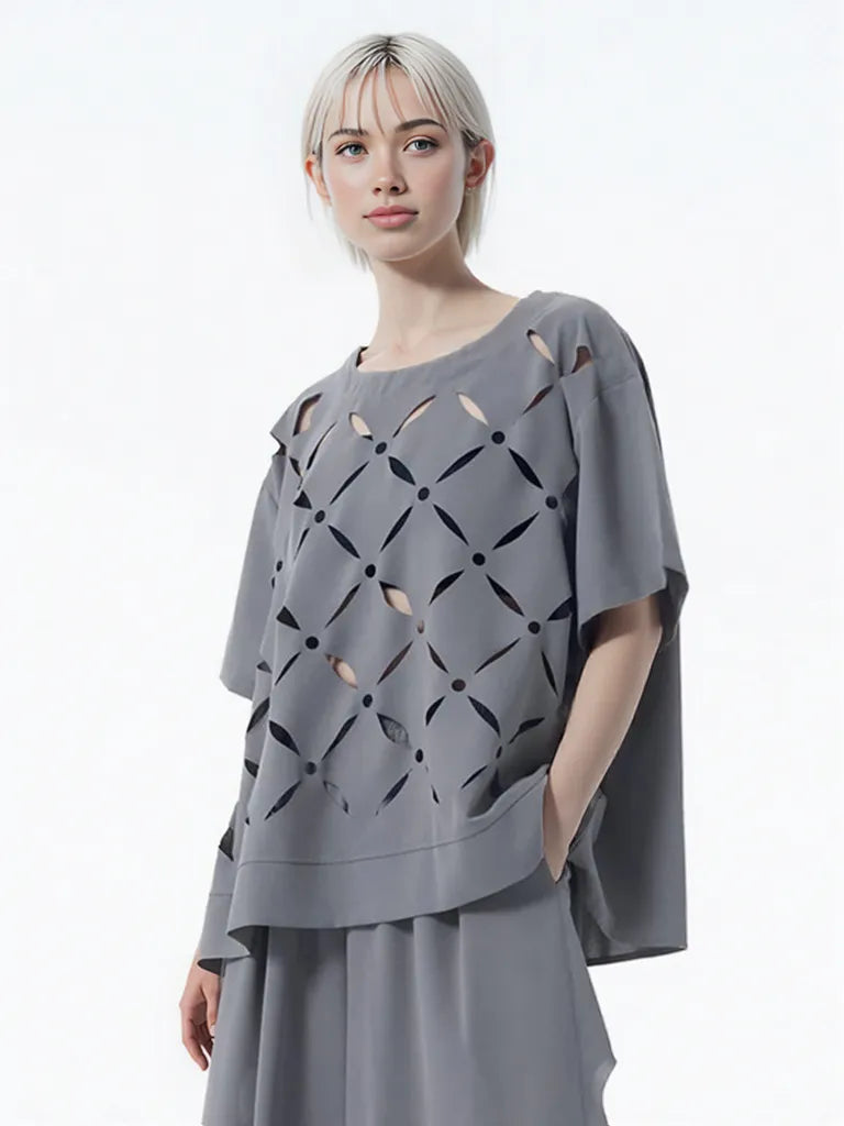Punky Cut-Out Relaxed Tee – Bold and Effortless Style-SimpleModerne