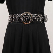 Punk It Up Grommet Belt – Adjustable Rivet Detail with Round Buckle-SimpleModerne