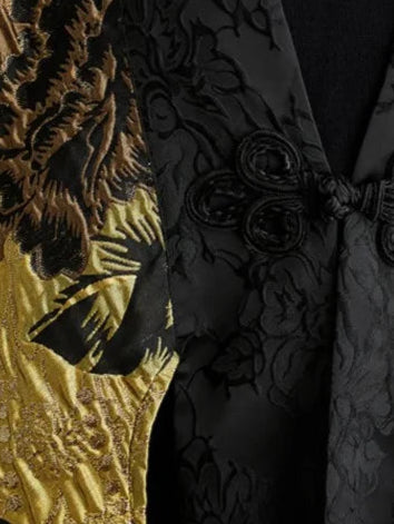 Golden Hour Crinkled Floral Cape Kimono – Dramatic Vintage Glamour-SimpleModerne