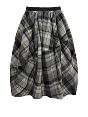 Plaid Balloon Skirt — Dark Gray Check-SimpleModerne
