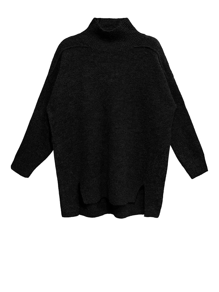 Oversized Turtleneck Knit Sweater-SimpleModerne