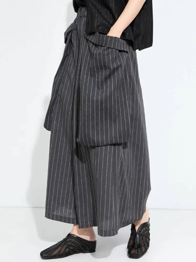 Pinstripe Volume Trousers – Casual Minimal Goth-SimpleModerne