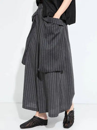 Pinstripe Volume Trousers – Casual Minimal Goth-SimpleModerne