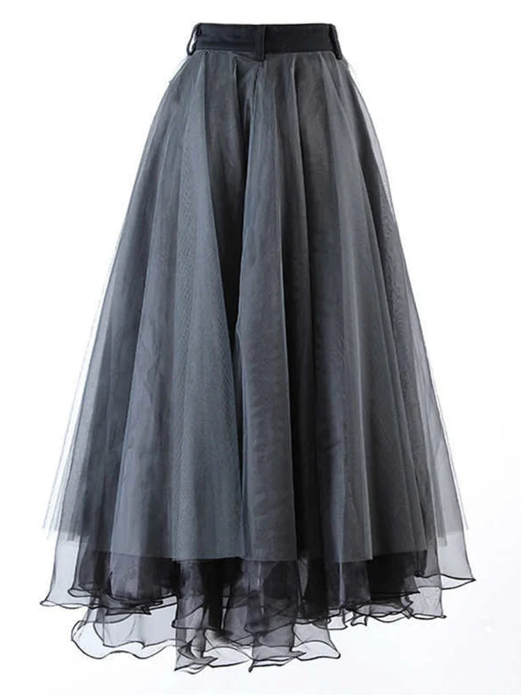 Layered Gothic Style Tulle Skirt with Buckles-SimpleModerne