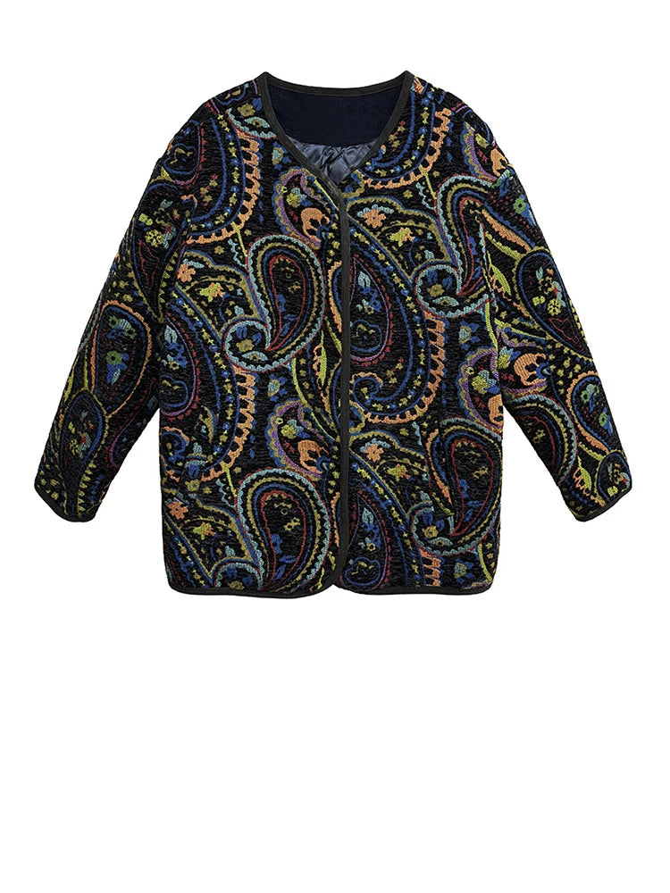 Vintage Paisley Zip Jacket – Casual Minimal Goth-SimpleModerne
