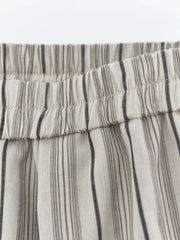Sand Striped Relaxed Balloon Trousers