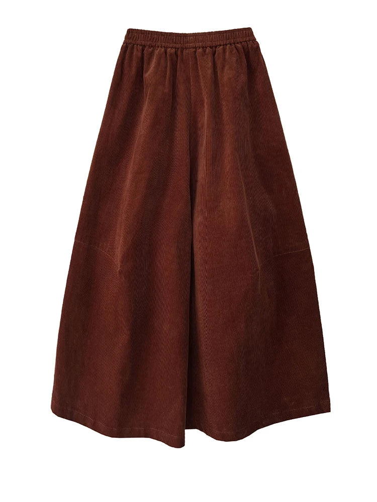 Wide Corduroy Trousers — Deep Chestnut Brown-SimpleModerne