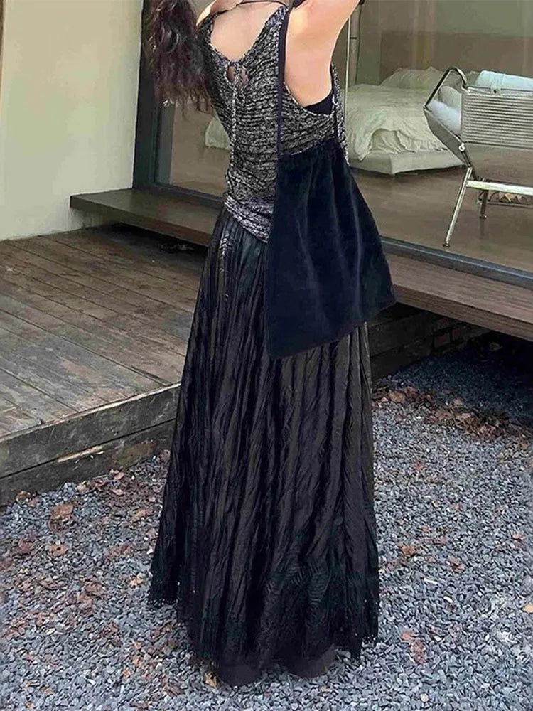 Dark Flow Gothic Pleated Skirt-SimpleModerne