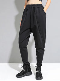 Re-launch Paneled Kinetic Harem Trousers - Obsidian Black