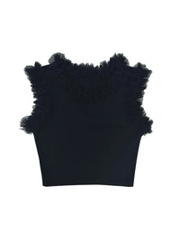 Ruffle Edge Crop Top – Casual Minimal Goth-SimpleModerne