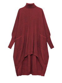 Burgundy Sculptural Ribbed Turtleneck Pullover