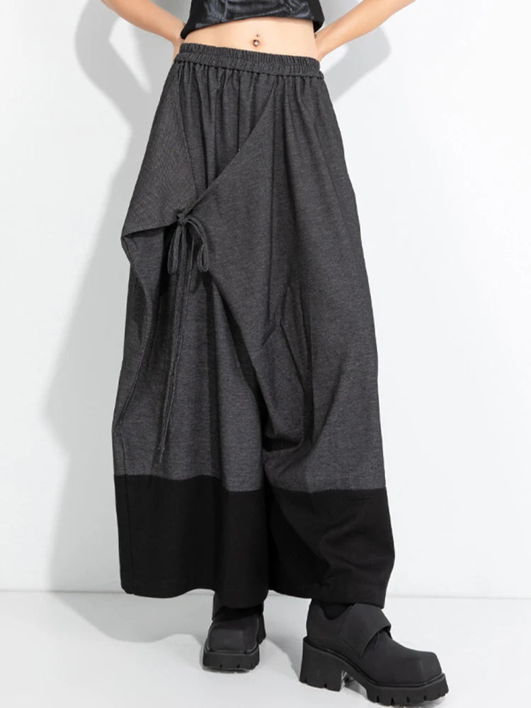 Asymmetric Wide-Leg Trousers — Dark Gray-SimpleModerne
