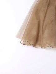 Caramel Chic Tulle Skirt with Buckle Lace Up-SimpleModerne