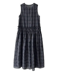 Textured Plaid Midi Dress – Soft Structure Flow-SimpleModerne