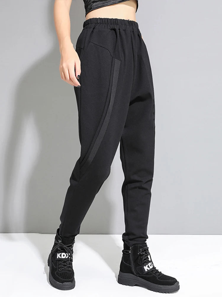 Re-launch Paneled Kinetic Harem Trousers - Obsidian Black