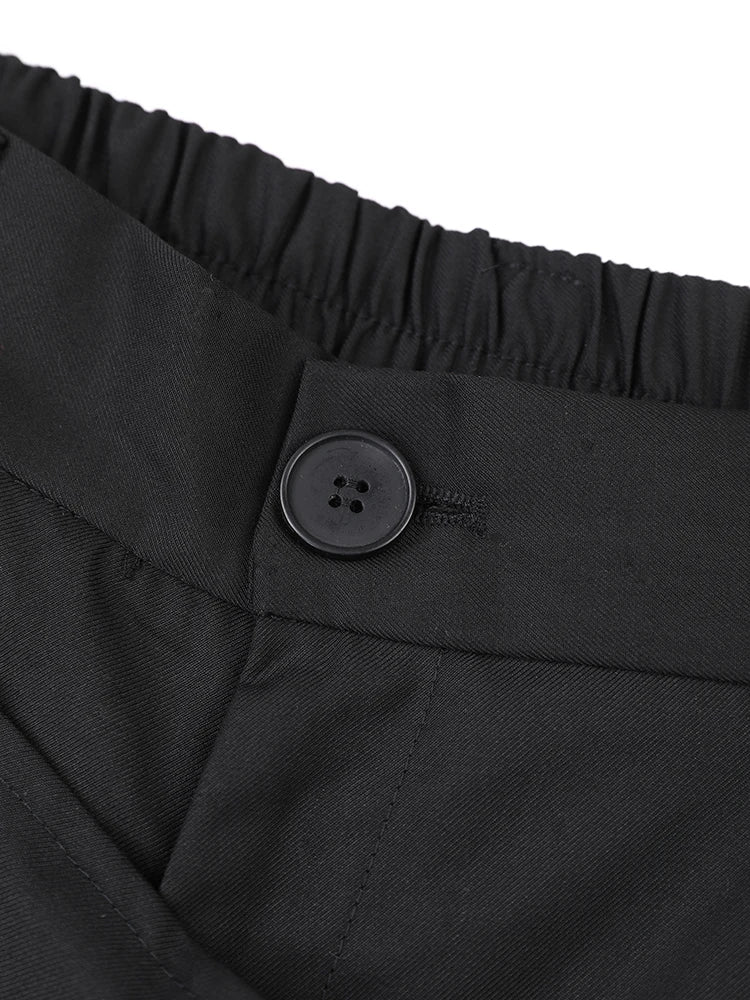 Casual Minimal Goth Japanese Print Overlay Trousers-SimpleModerne