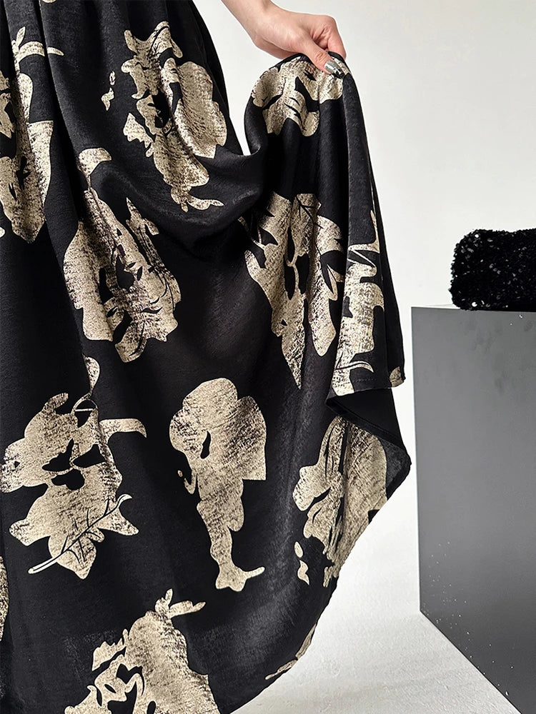 Casual Minimal Goth Flower Skirt-SimpleModerne