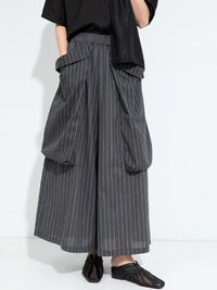 Pinstripe Volume Trousers – Casual Minimal Goth-SimpleModerne