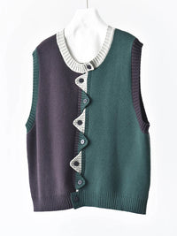 Asymmetric Two-Tone Knitted Vest