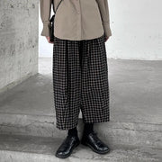 Miss Office Punk Khaki Plaid Pattern Trousers-SimpleModerne