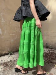 Pleated Pattern Green Skirt-SimpleModerne