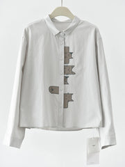 Playful Cat Print Shirt Blouse