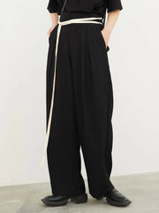 Casual Minimal Goth Belted Trousers-SimpleModerne