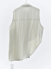 Natural Asymmetrical Button Vest-SimpleModerne