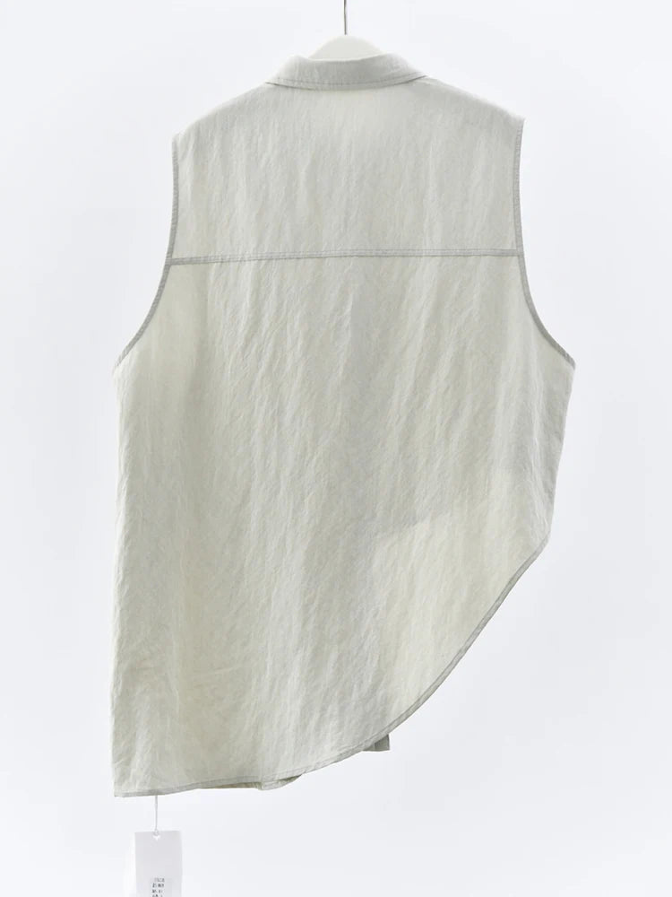 Natural Asymmetrical Button Vest-SimpleModerne